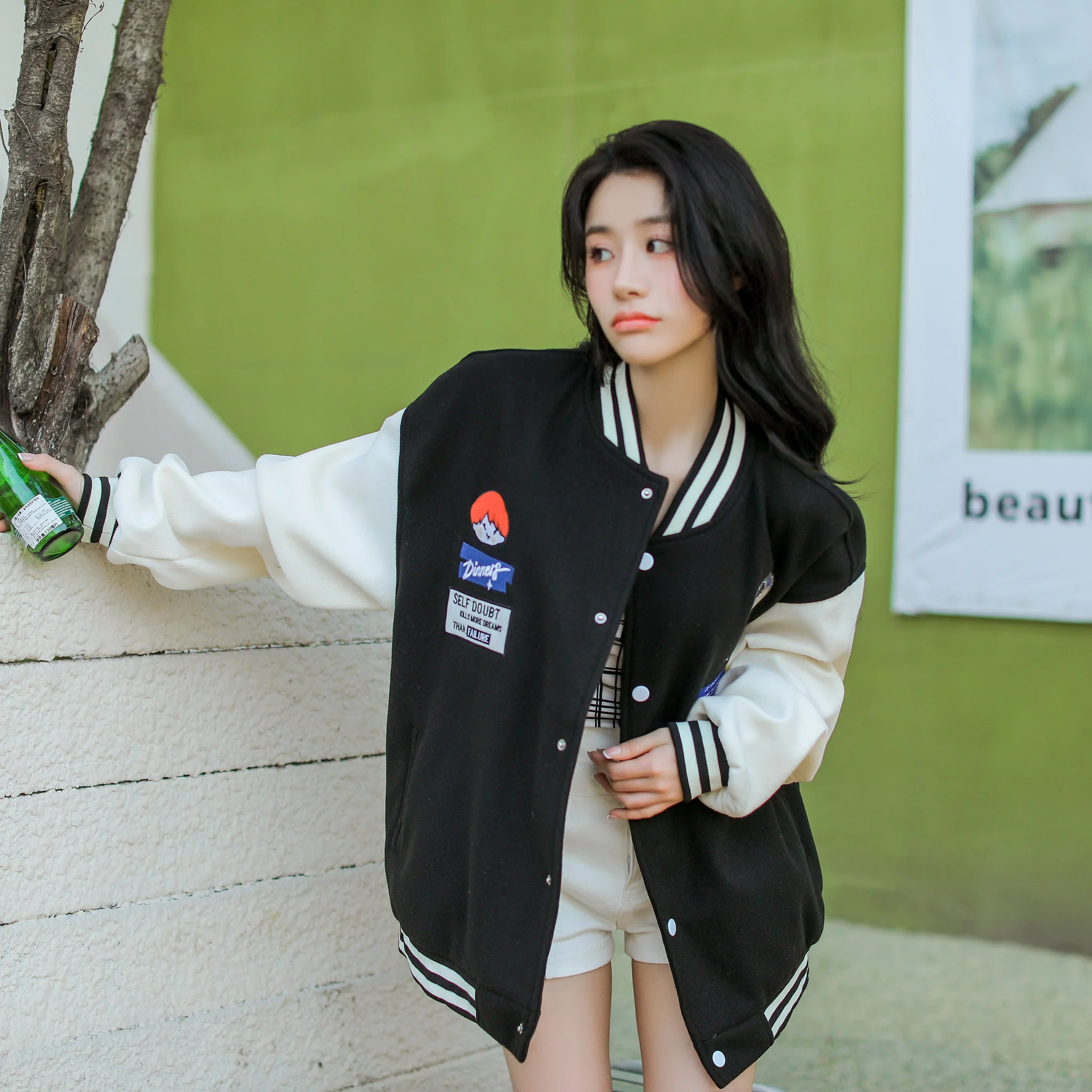 Oversized Vintage Graphic Baseball Jacket - Image 6